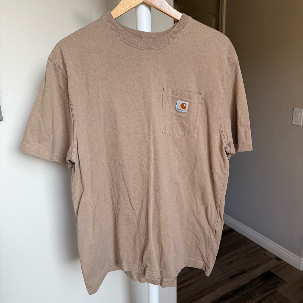 Carhartt Shirt Mens Large Original Fit Casual Workwear Outdoor Pocket Tan